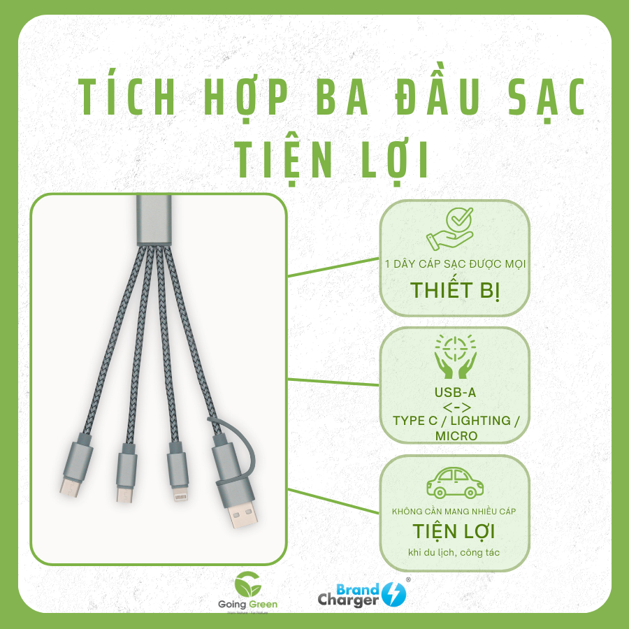 Cable chuyển đổi 4 đầu Brandcharger Trident 2 (Eco)