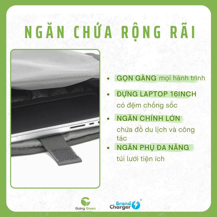 Balo Laptop Du Lịch Gấp Gọn Venturer Eco BrandCharger – Tái Chế, Chống Thấm