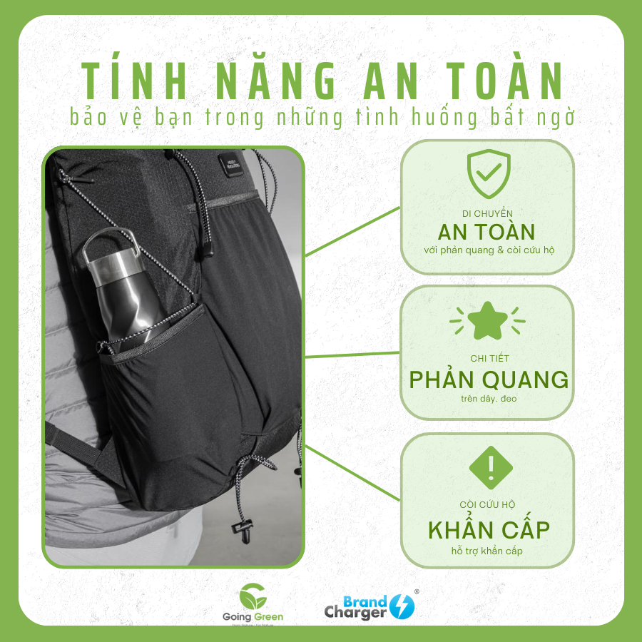 Balo Laptop Du Lịch Gấp Gọn Venturer Eco BrandCharger – Tái Chế, Chống Thấm