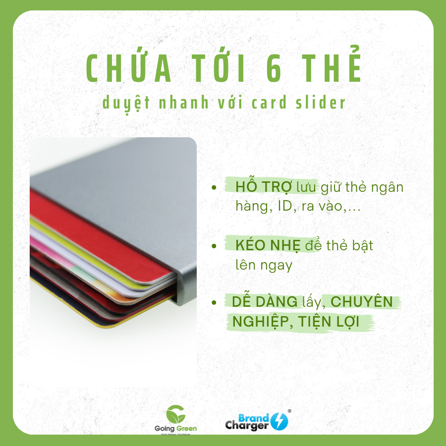 Ví Đựng Thẻ Wally RFID BrandCharger – Nhôm Tối Giản, Bảo Mật Tuyệt Đối