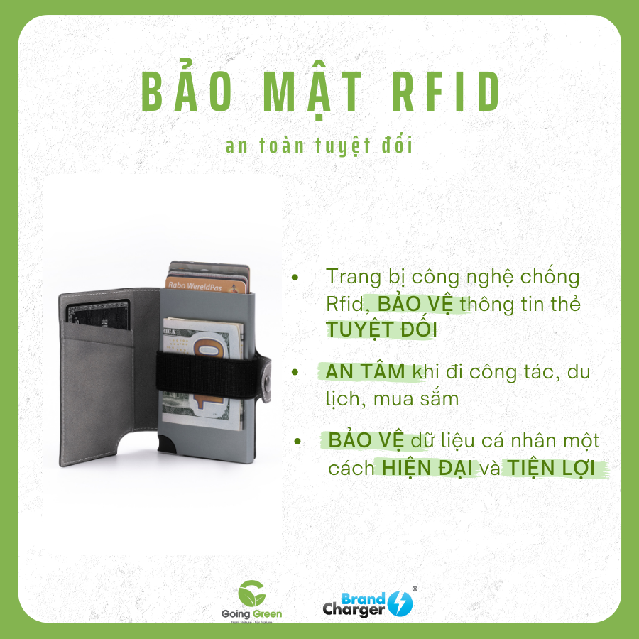 Ví Gấp Wally Porto RFID BrandCharger – Da Vegan & Nhôm Cao Cấp