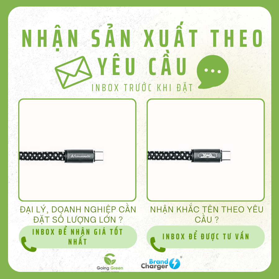 Cáp Sạc Nhanh Volt Eco BrandCharger 60W – USB-C to USB-C, Tái Chế, Siêu Bền