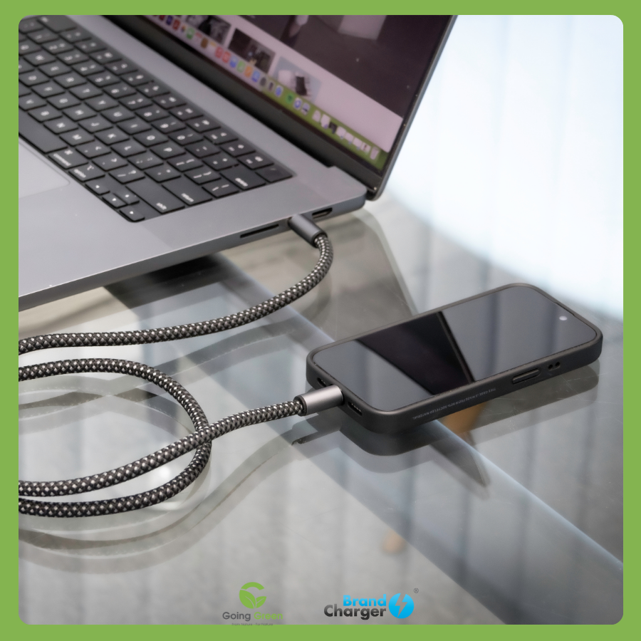 Cáp Sạc Nhanh Volt Eco BrandCharger 60W – USB-C to USB-C, Tái Chế, Siêu Bền