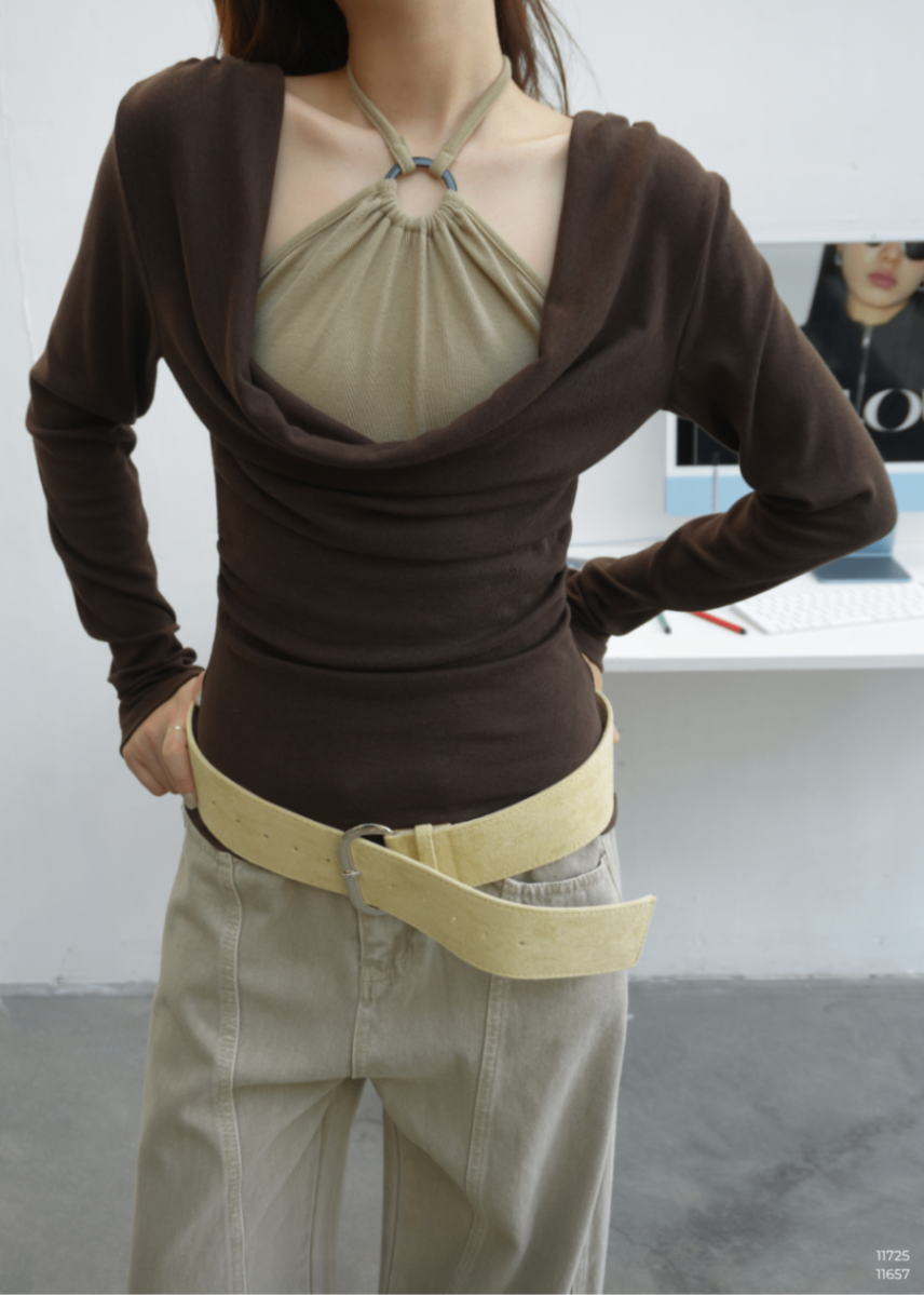 ÁO THUN DÀI TAY HAI LỚP KHUY TRÒN Ở GIỮA UNM 60383