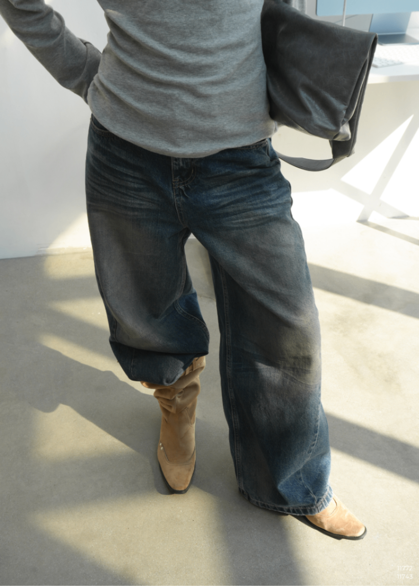 QUẦN JEANS WASH VÀNG GÂN GIỮA ECOO 7933
