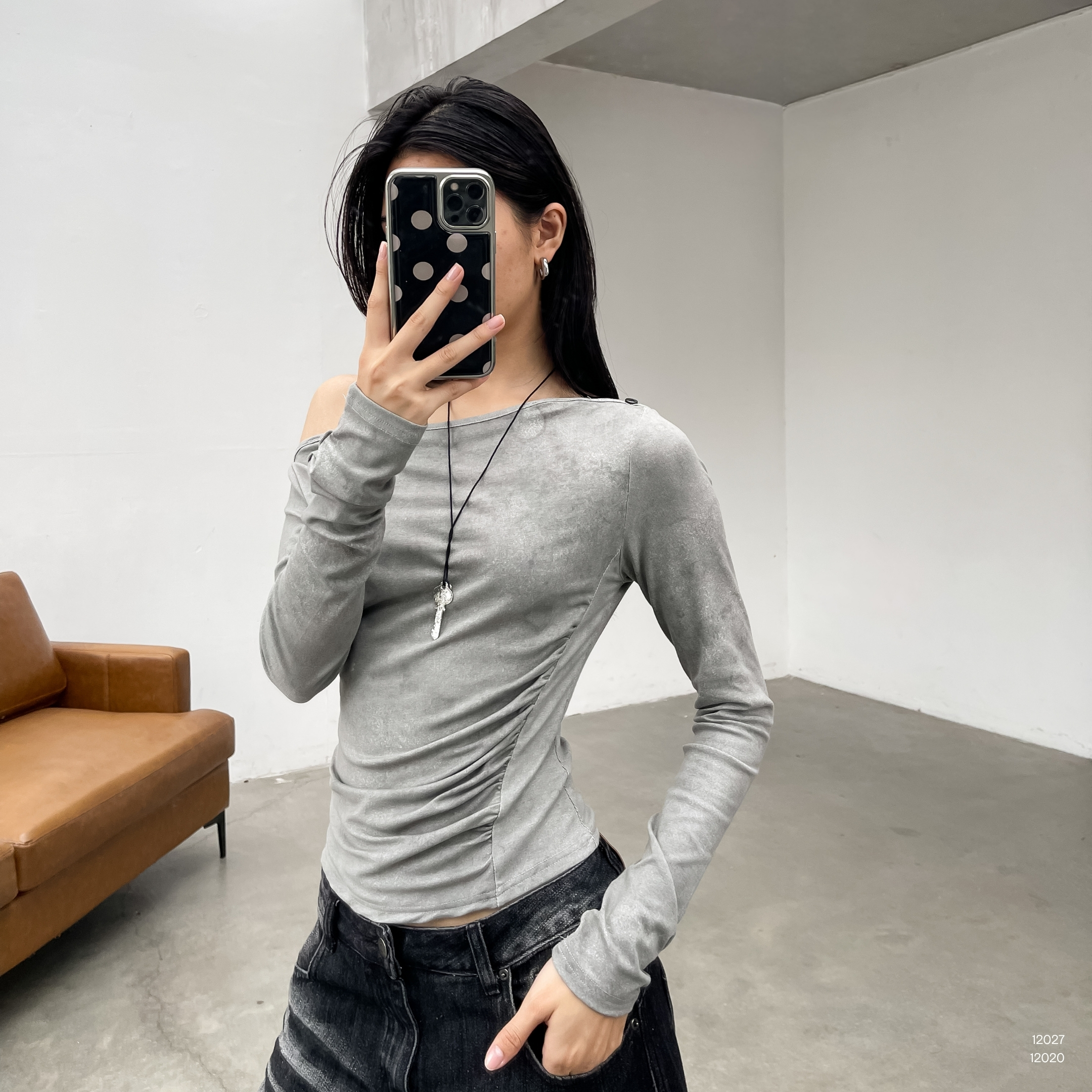 ÁO THUN DÀI TAY TRỄ VAI UNM 60720