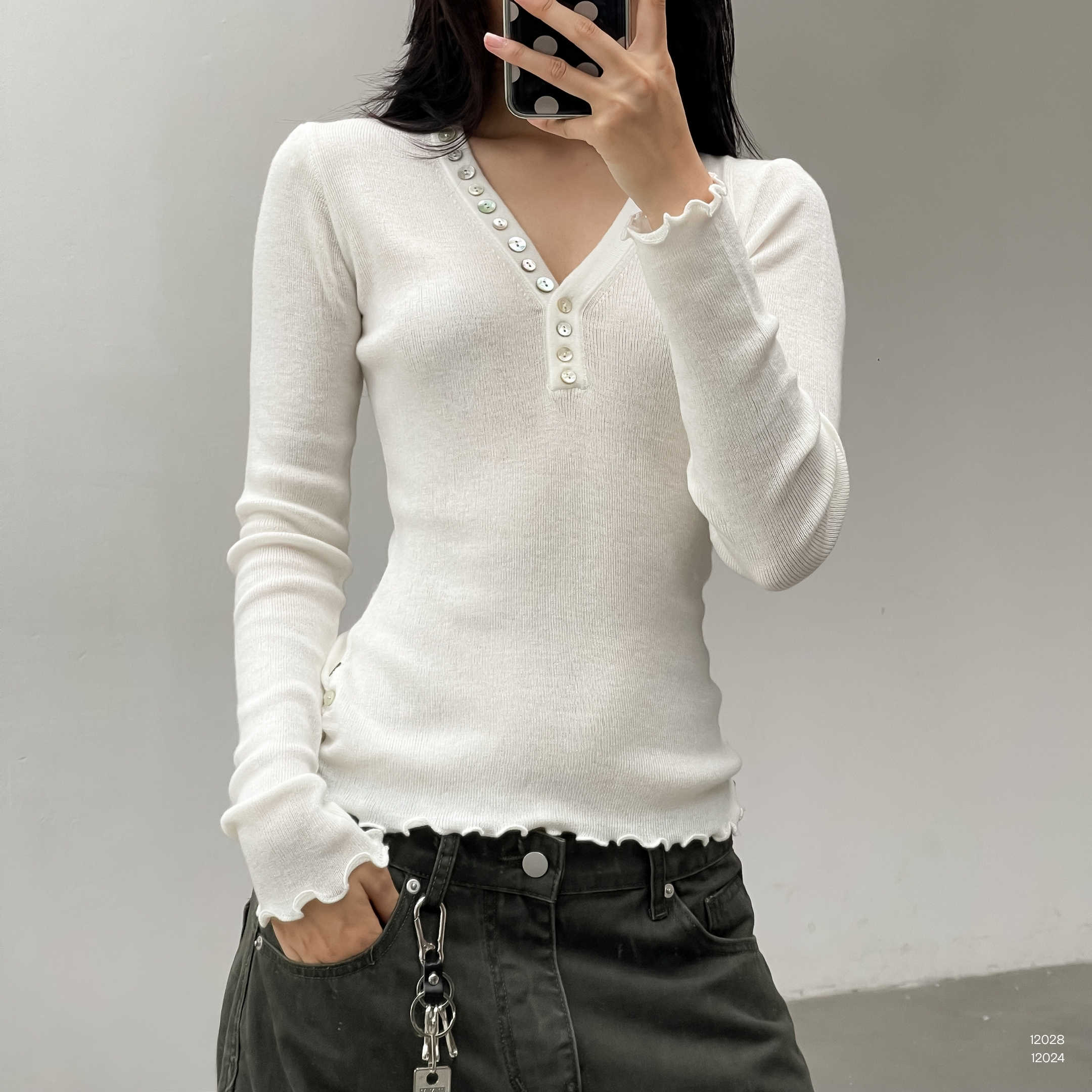 ÁO THUN TĂM DÀI TAY CỔ CÓ KHUY TINA BK32