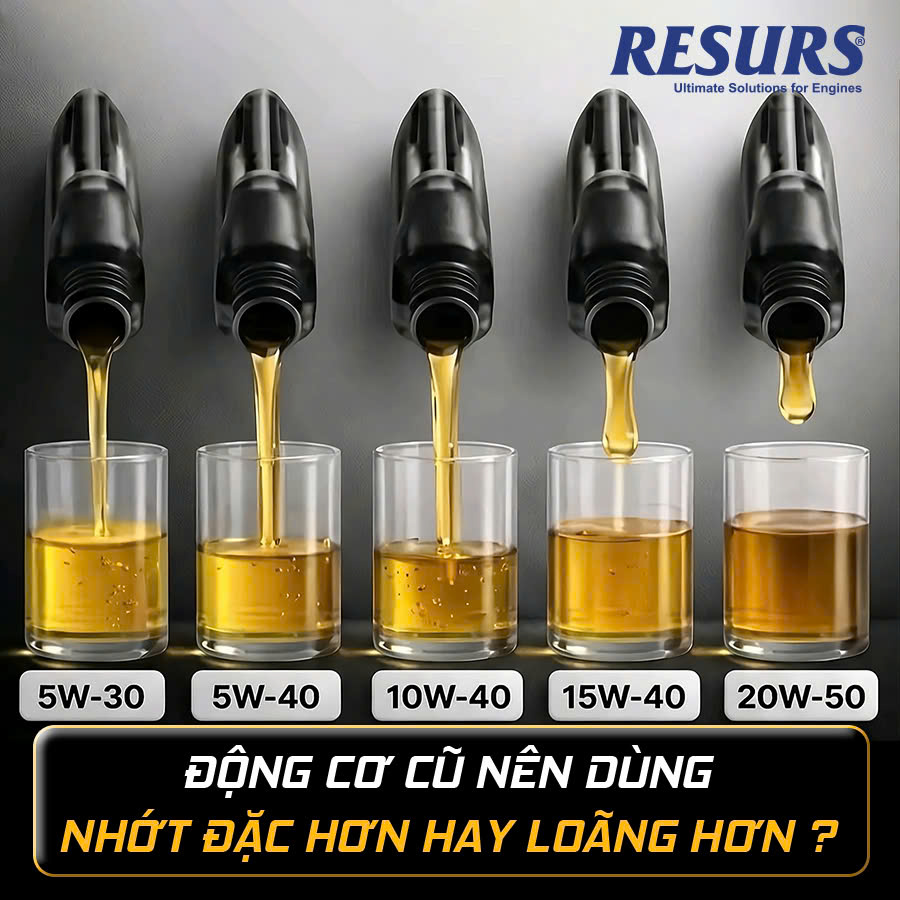 Động cơ cũ nên dùng nhớt đặc hơn hay loãng hơn?
