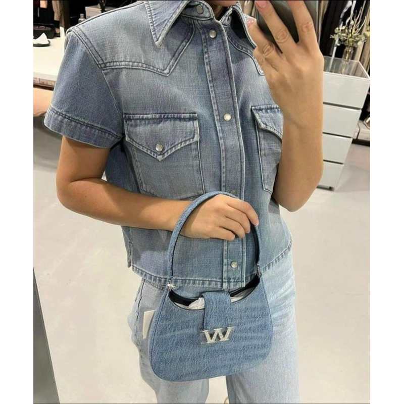 Túi Alex W đá size 20cm Xanh Jean mẫu mới kèm hộp nguyên seal