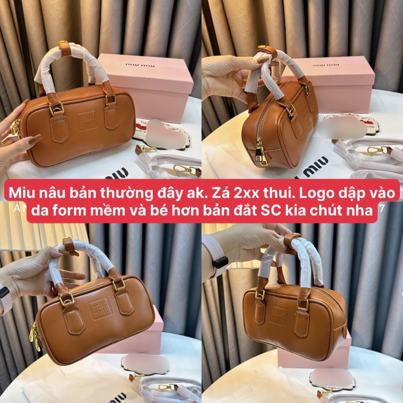 Túi trống MIUU MIUU da trơn hàng sup chuẩnn xịn size 23cm FULL BOX VIP