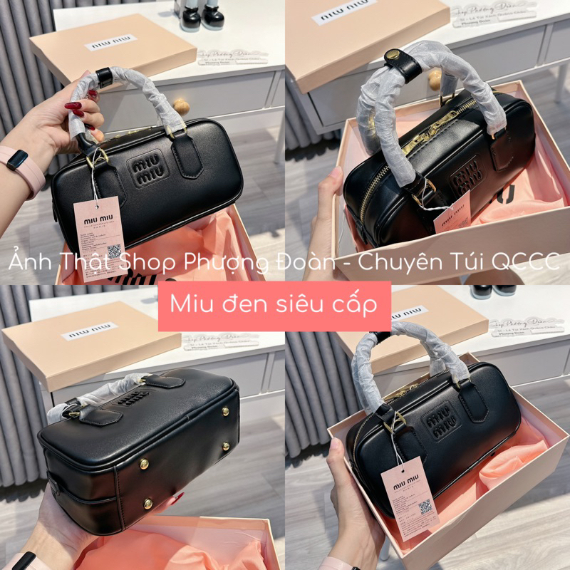 Túi trống MIUU MIUU da trơn hàng sup chuẩnn xịn size 23cm FULL BOX VIP