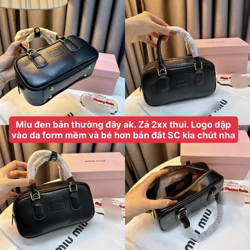 Túi trống MIUU MIUU da trơn hàng sup chuẩnn xịn size 23cm FULL BOX VIP