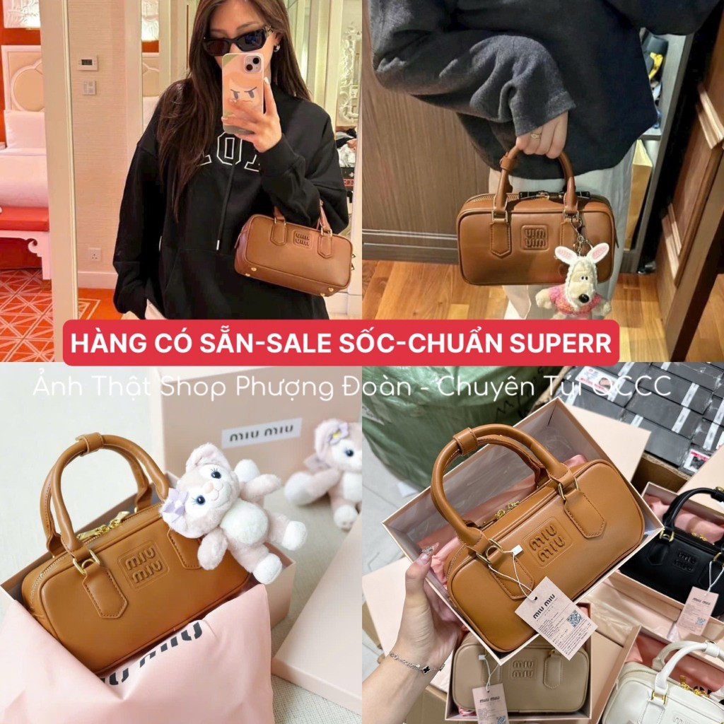 Túi trống MIUU MIUU da trơn hàng sup chuẩnn xịn size 23cm FULL BOX VIP