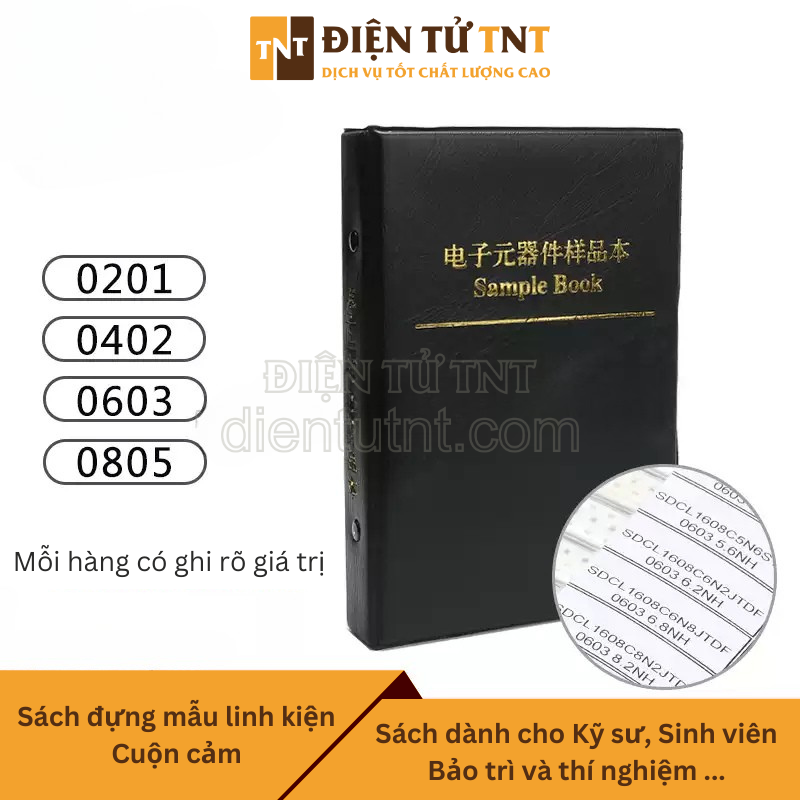 Sách mẫu cuộn cảm dán kích thước 0201/0402/0603/0805