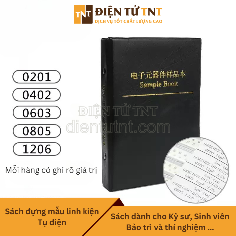 Sách mẫu tụ điện dán kích thước 0201/0402/0603/0805/1206