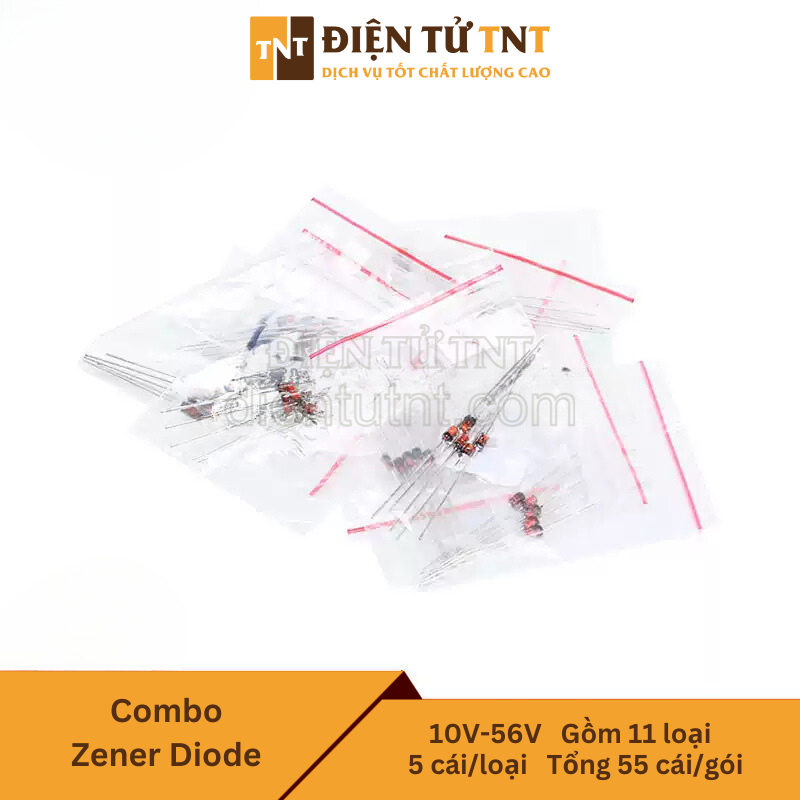 Combo diode zenner 1W – từ 10V đến 56V, gồm 11 loại, mỗi loại 5 chiếc