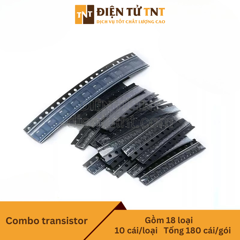 Combo 18 Transistor SMD SOT-23 – bao gồm 8050, 8550 và các loại khác, mỗi loại 10 con, tổng con 180 ccon
