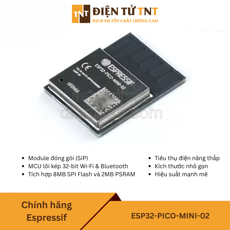 ESP32-PICO-MINI-02 (8MB) – Module MCU lõi kép tích hợp WiFi & Bluetooth dành cho các ứng dụng IoT nhỏ gọn