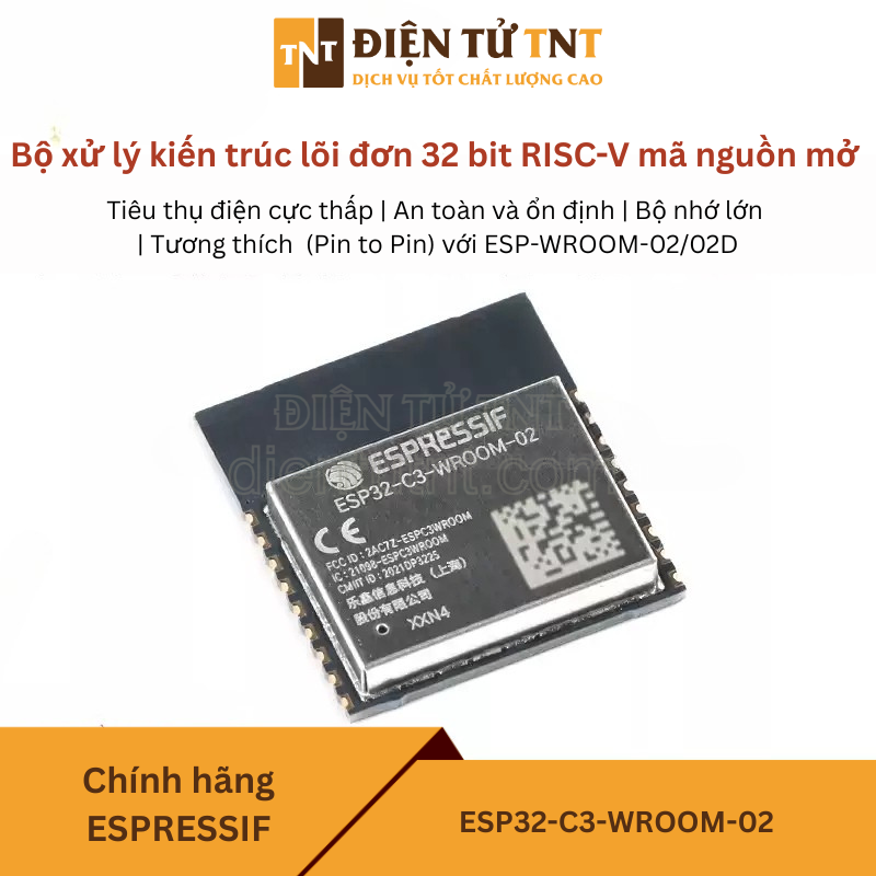 ESP32-C3-WROOM-02-N4 Chính Hãng Module không dây WiFi 2.4GHz + Bluetooth BLE 5.0