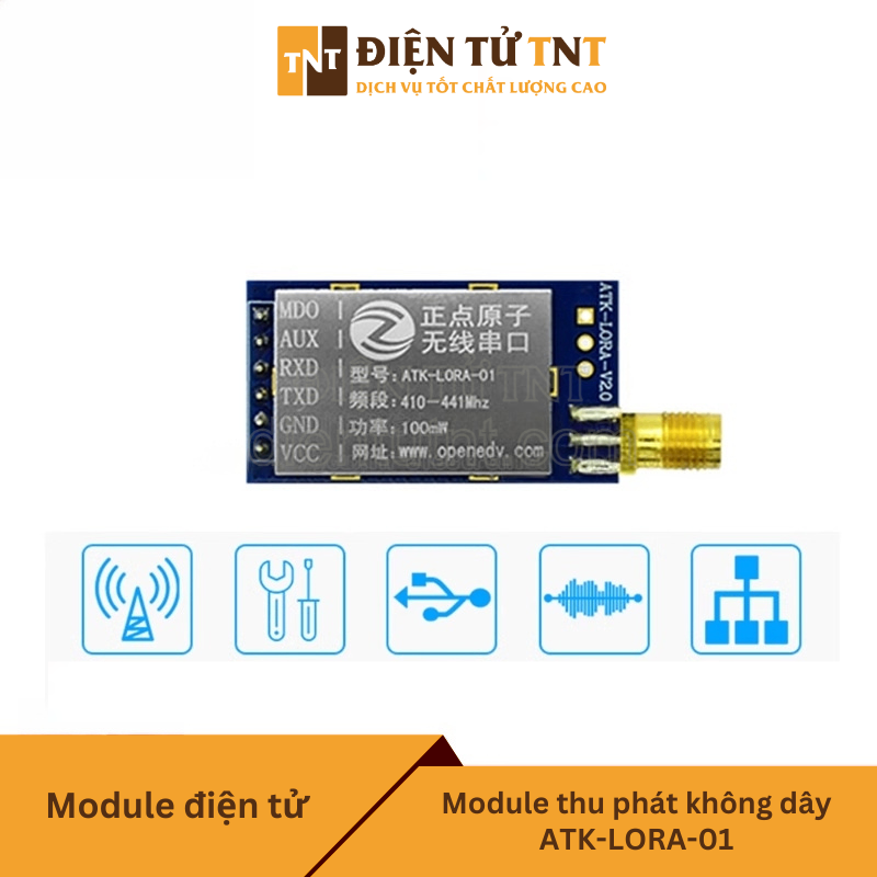 ATK-LORA-01 Module LORA, truyền thông không dây qua cổng UART, sử dụng chip SX1278, khoảng cách truyền lên tới 3000 m