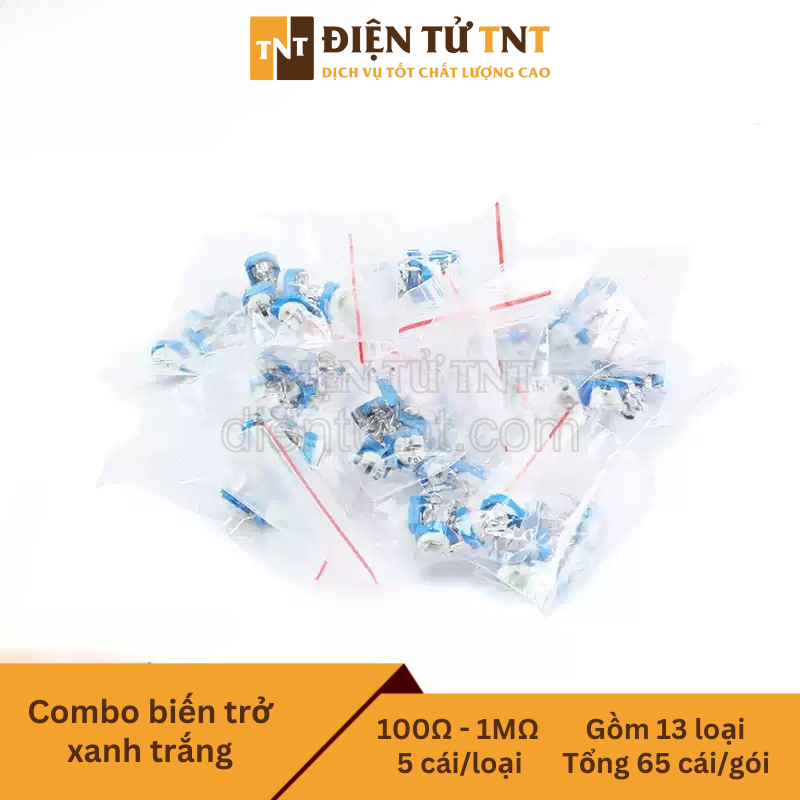 Combo biến trở nút áo điều chỉnh ngang xanh trắng – từ 100Ω đến 1MΩ
