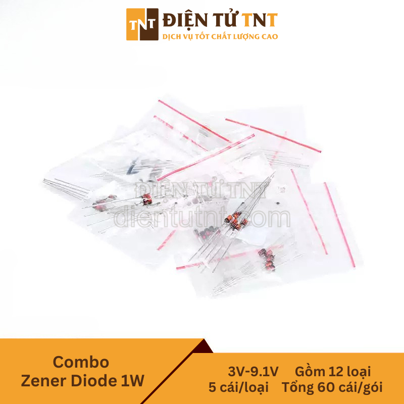 Combo diode Zener 1W – từ 3V đến 9.1V, gồm 12 loại, mỗi loại 5 con