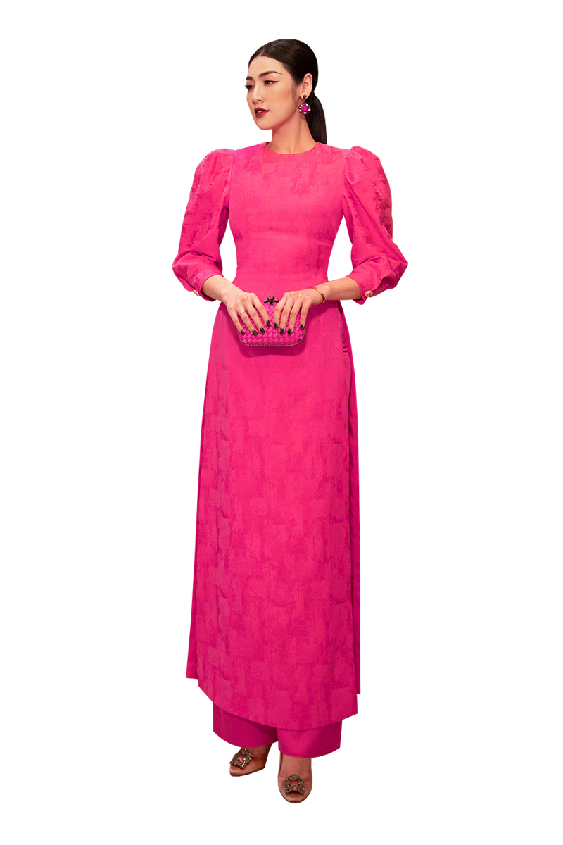 Puffed Sleeves Brocade Ao Dai