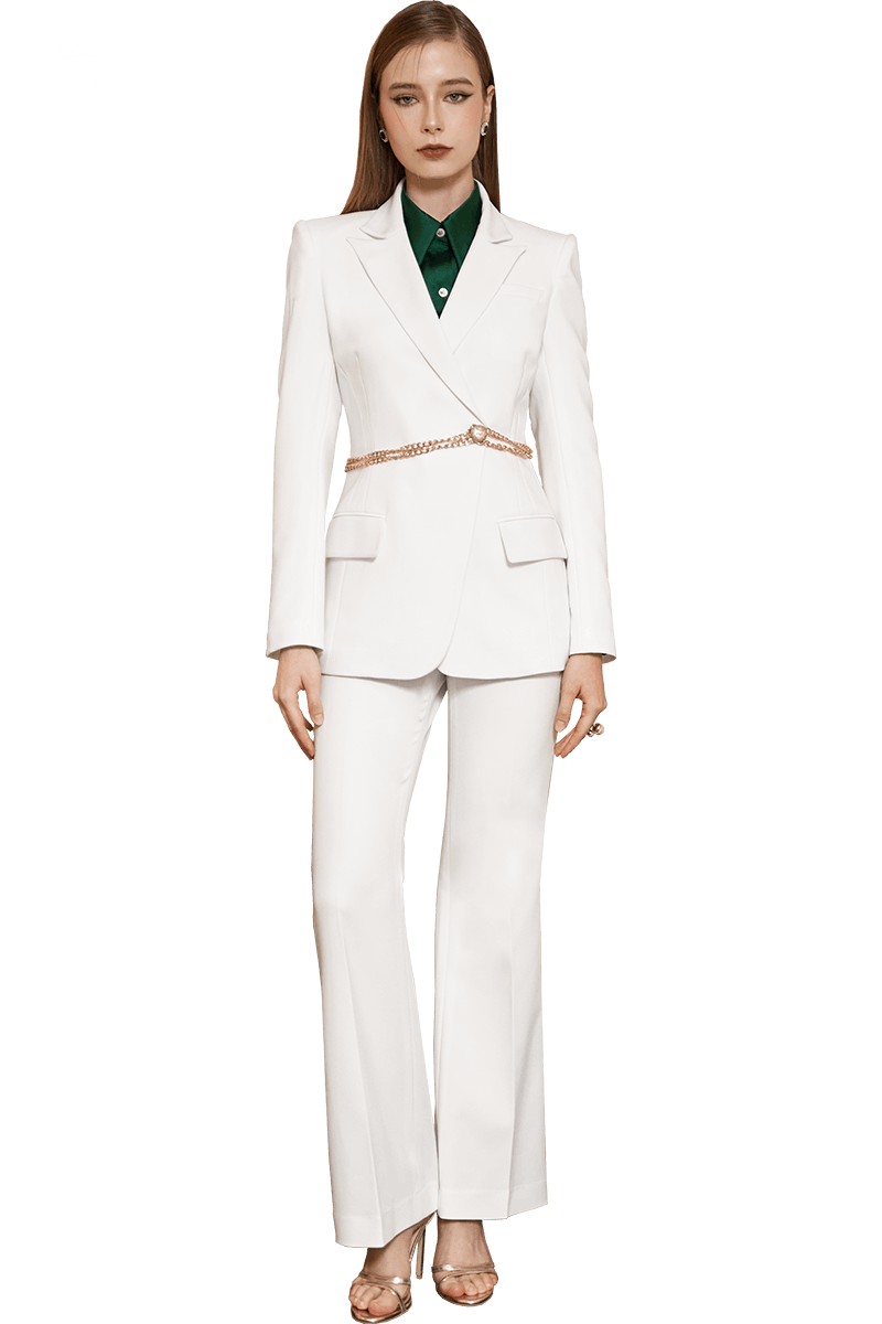 White Chain Belt blazer