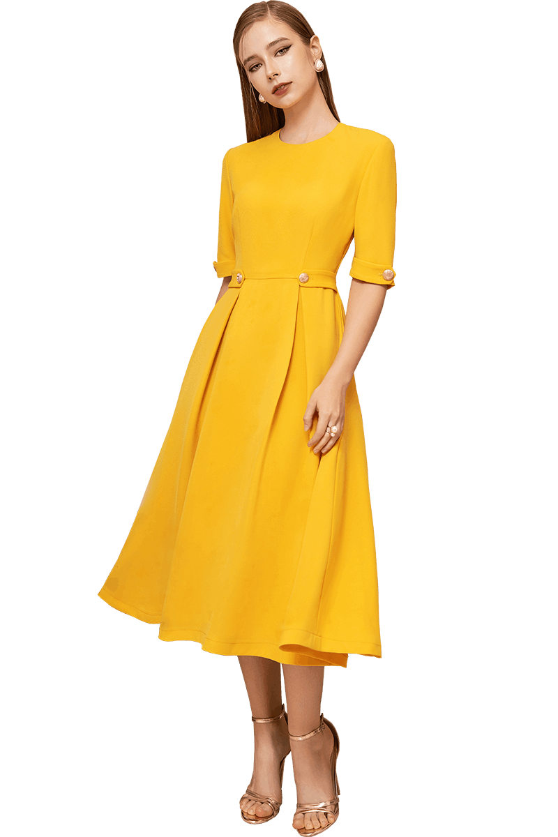 Daffodil Double Box Pleat A-line Midi Dress