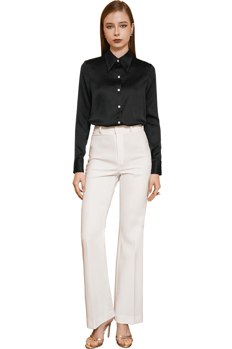 Black long-point collar shirt