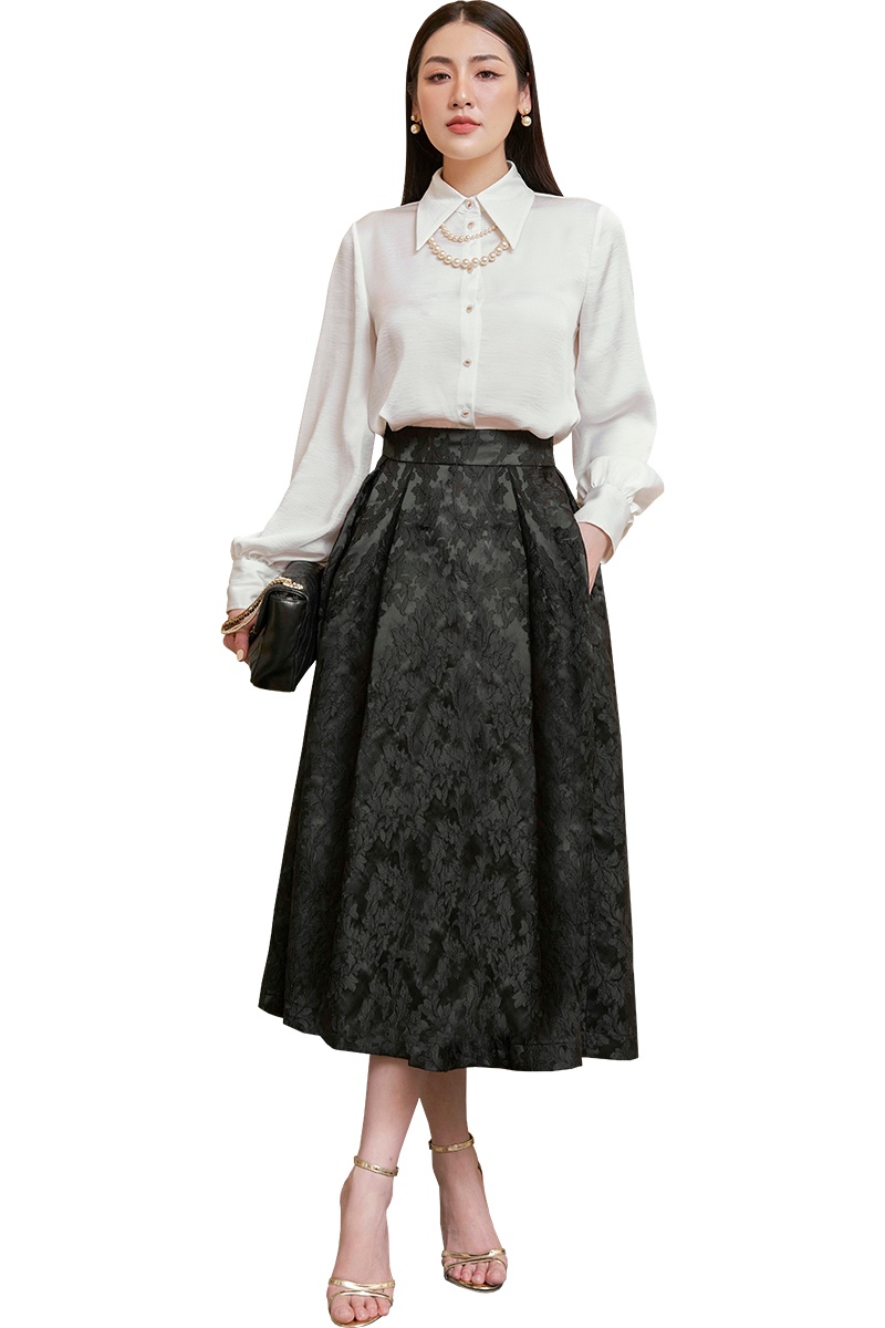 Black Acanthus Jacquard Skirt