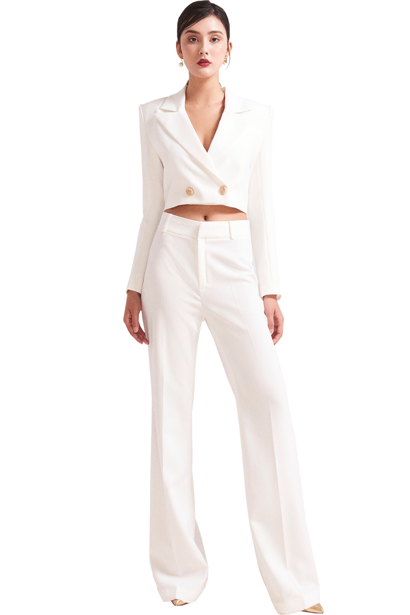 White 2-breasted cropped blazer