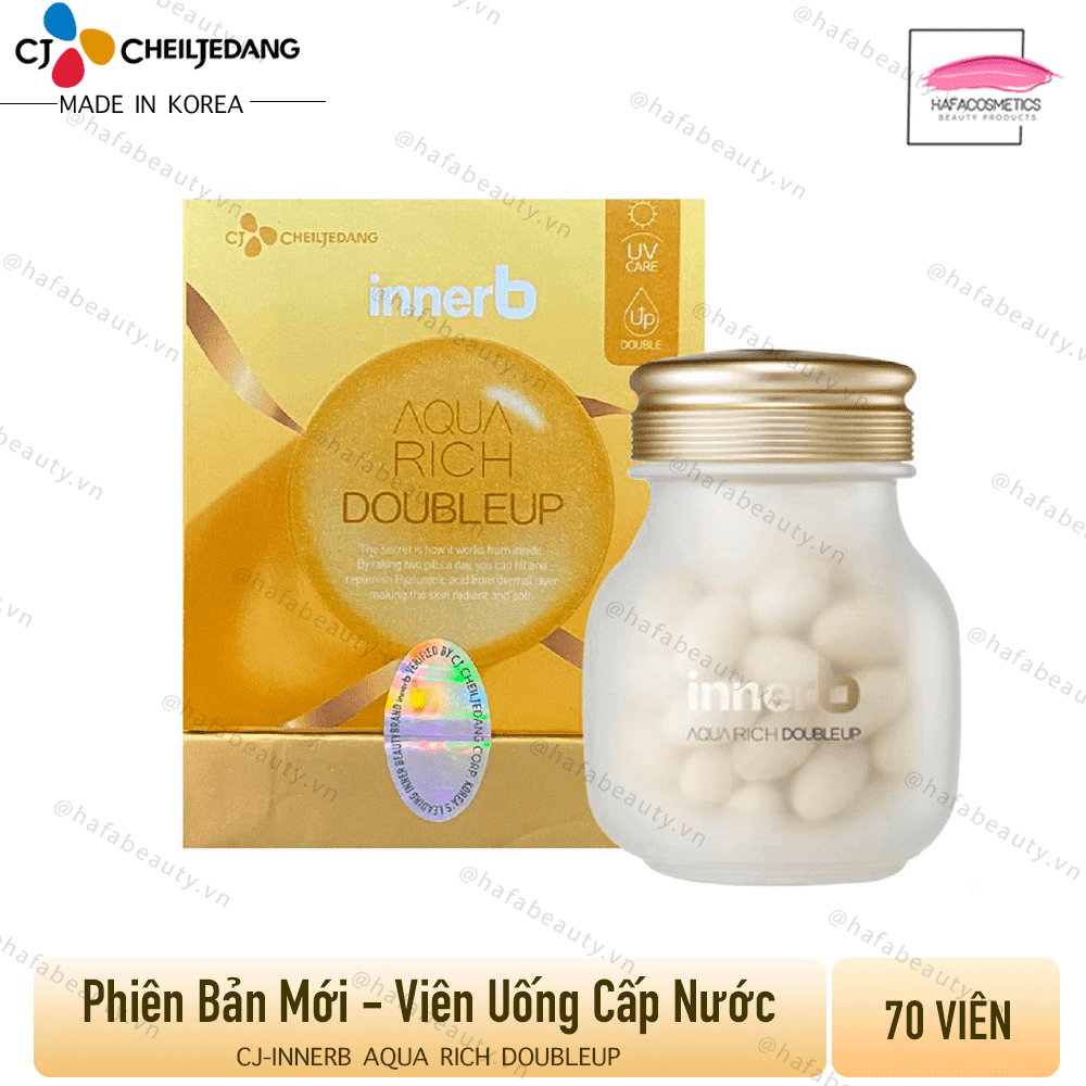 Viên Uống Cấp Nước Bổ Sung Collagen Giúp Da Sáng, Căng Bóng, Săn Chắc CJ Innerb Aqua Rich