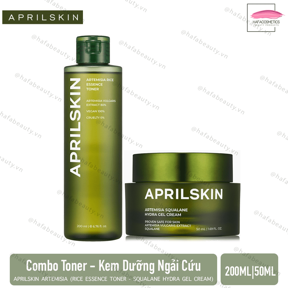 Combo Dưỡng Ẩm, Làm Dịu Da Chiết Xuất Từ Ngải Cứu Aprilskin  (Rice Toner 200ml +Gel Cream 50ml)