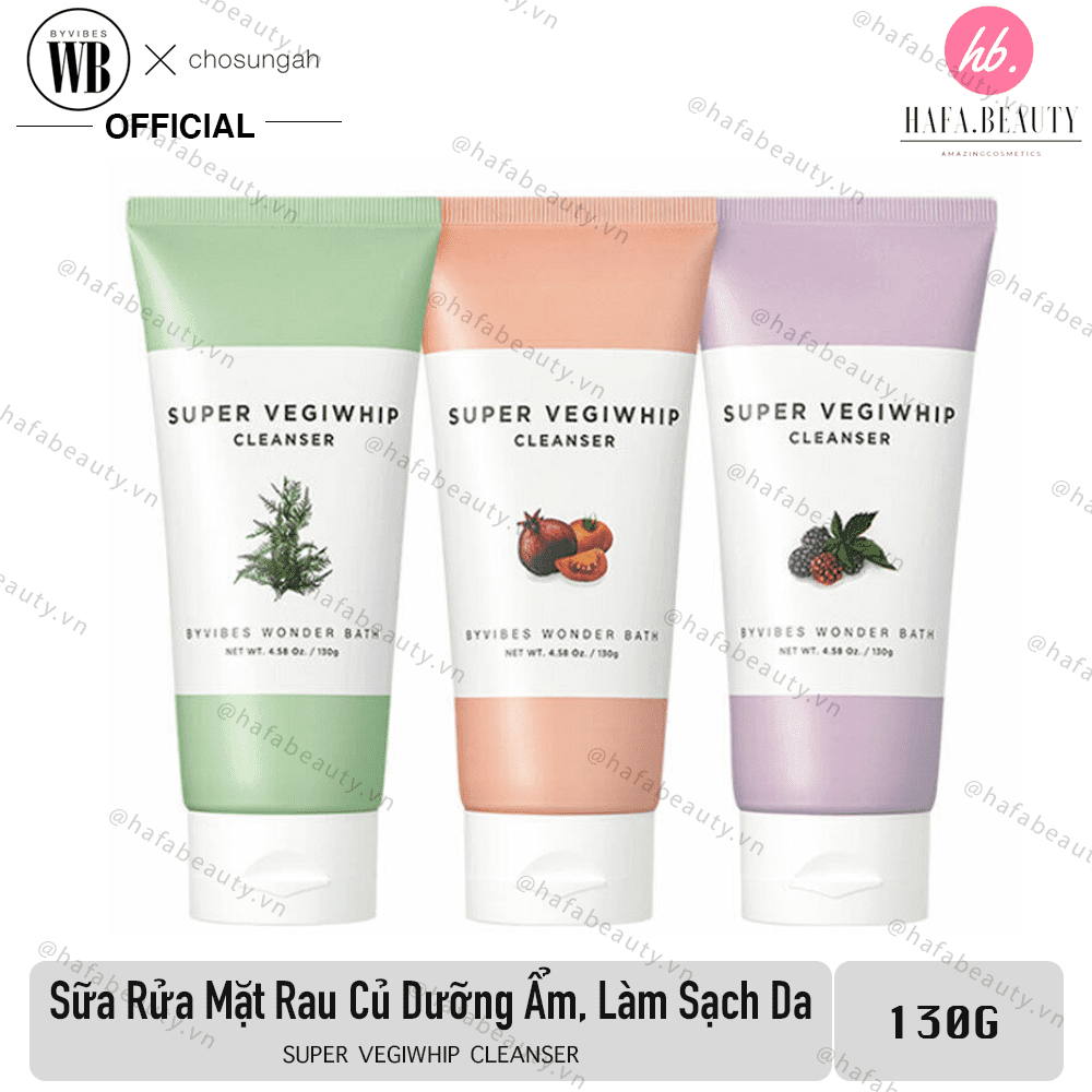 Sữa Rửa Mặt Rau Củ Dưỡng Ẩm, Làm Sạch Da Byvibes Wonder Bath Super Vegiwhip Cleanser 130g