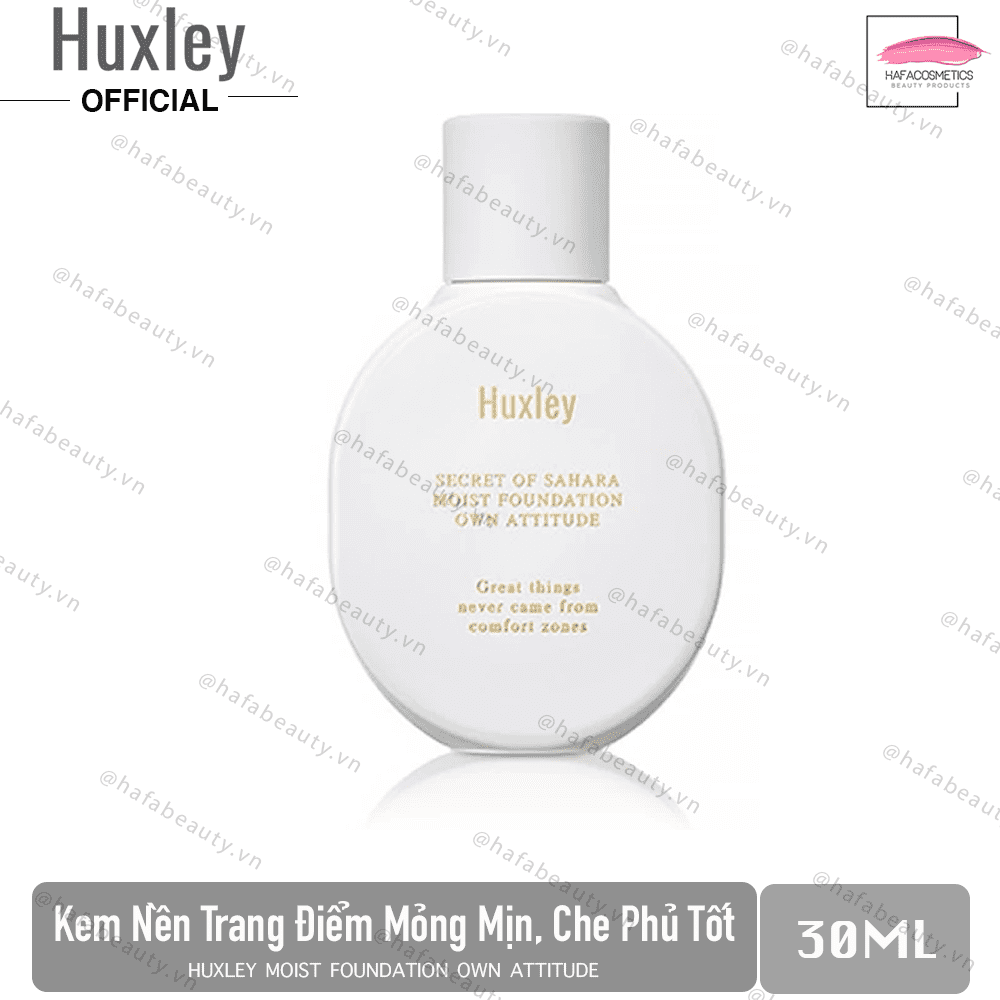 Kem Nền Trang Điểm Mỏng Mịn, Che Phủ Tốt Huxley Moist Foundation Own Attitude 30ml