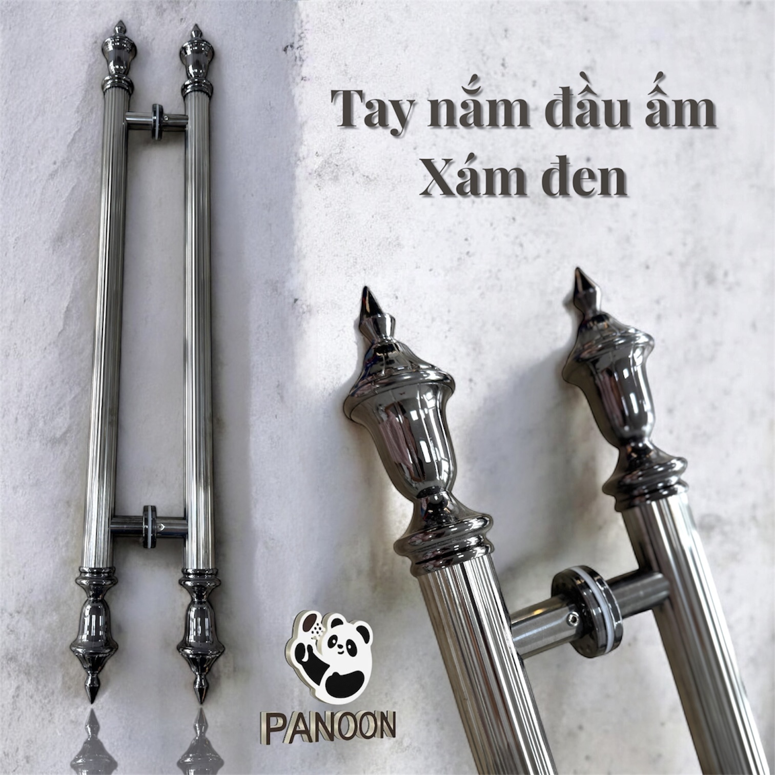 Tay Nắm Cửa Kính Họa Tiết Đầu Ấm - Dài 100cm