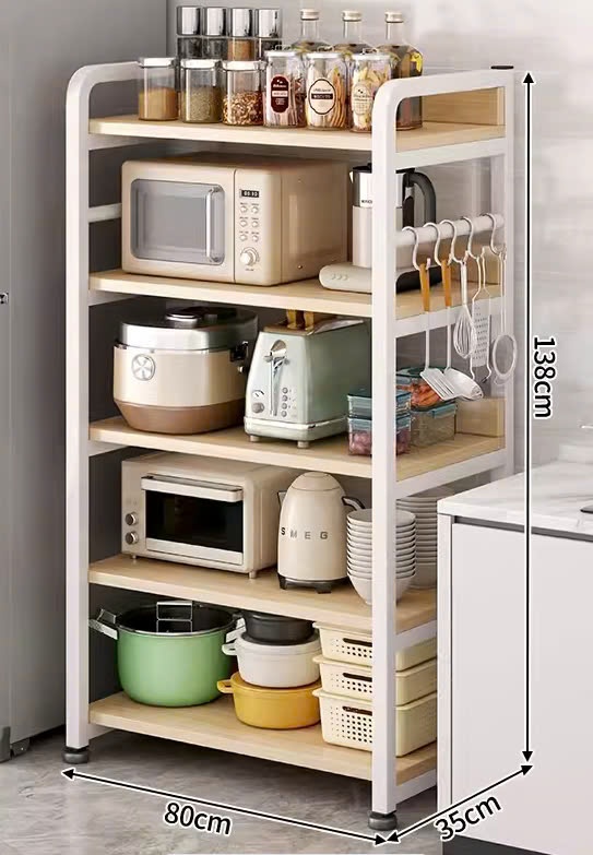 Kệ nhà bếp 5 tầng khung trắng vân gỗ GM174C.13