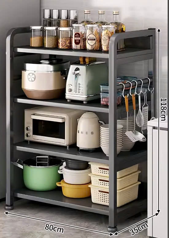 Kệ nhà bếp 4 tầng full đen GM174B.22