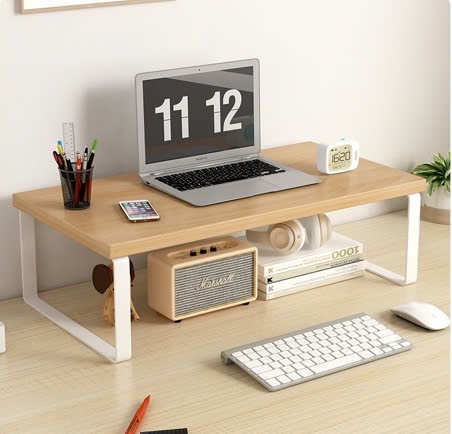 Kệ laptop để bàn khung trắng vân gỗ GM212.13