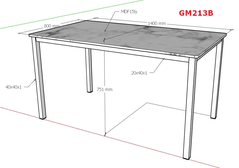 Bàn ăn 1m4 khung trắng mặt vân đá GM213B.14