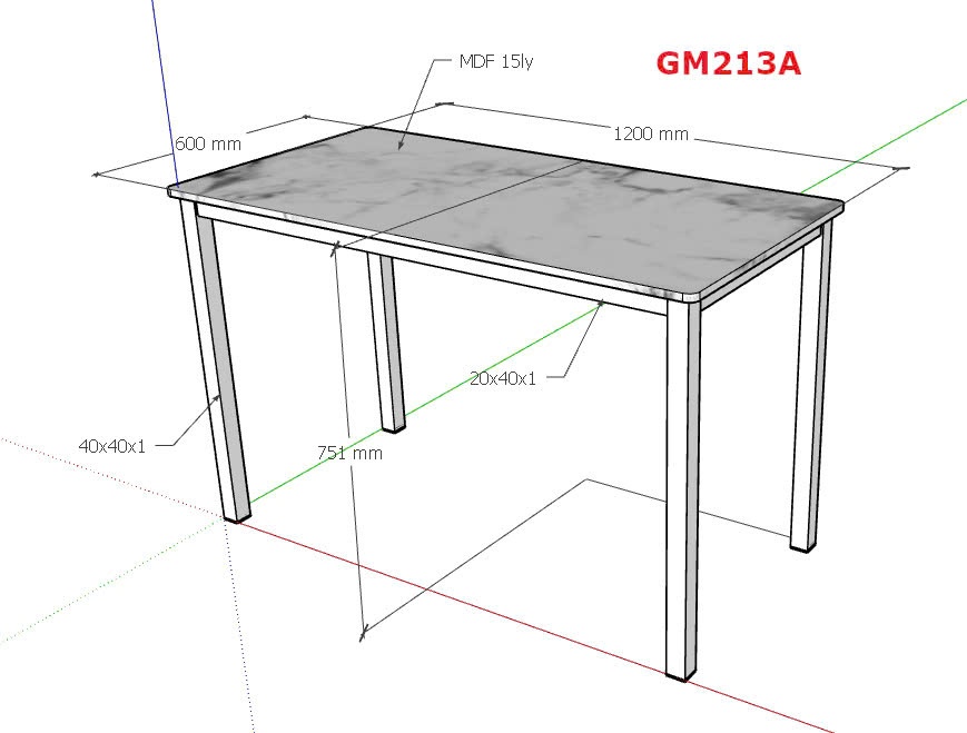 Bàn ăn 1m2 khung trắng mặt vân đá GM213A.14