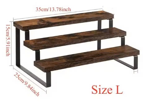 Kệ 3 tầng décor mô hình màu gỗ cháy khung đen GM214.28