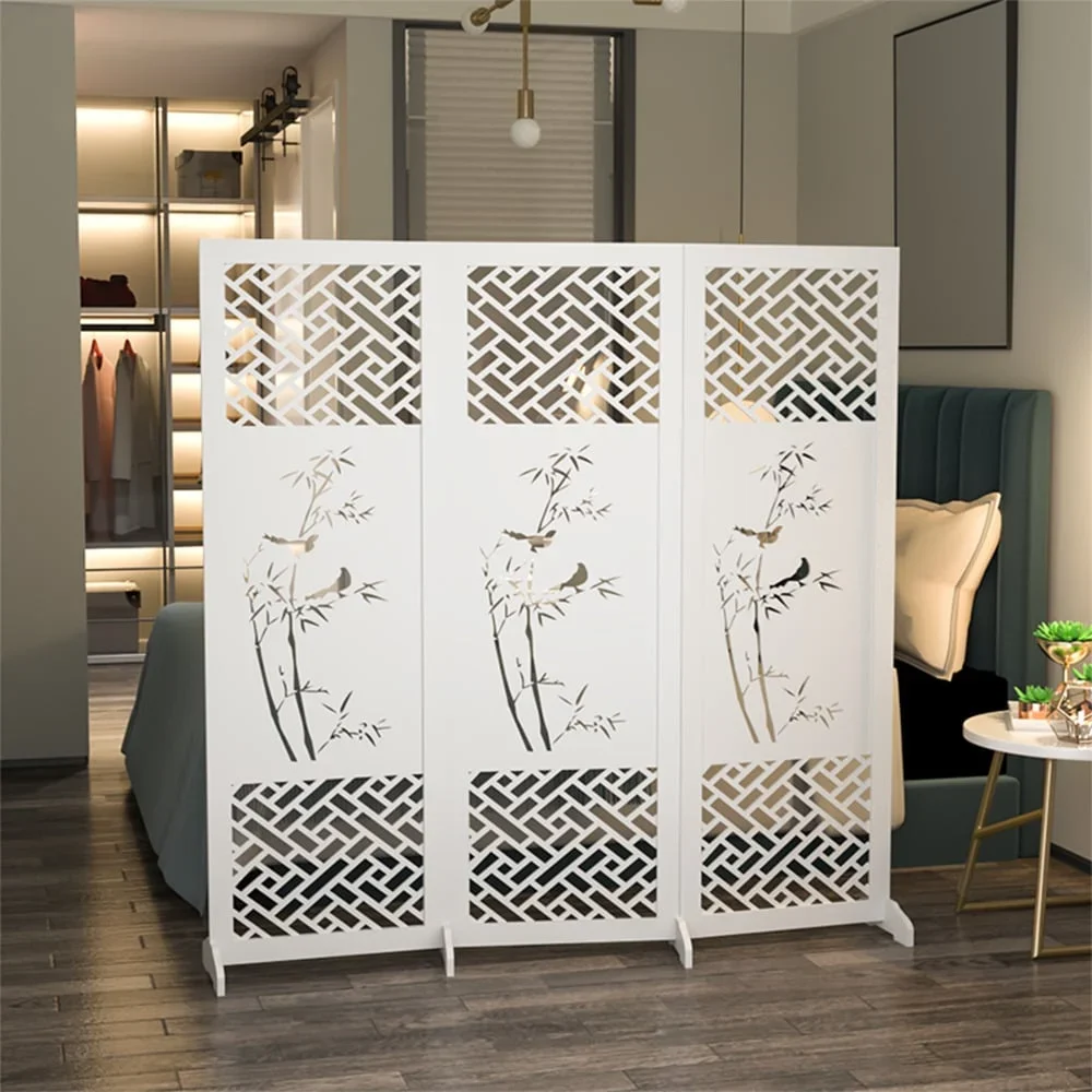 Tấm bình phong cây trúc bộ 4 tấm 8 chân IG481A