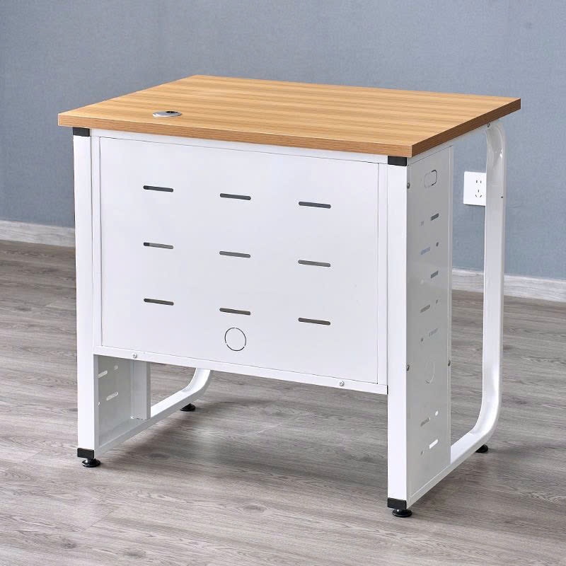 Bàn làm việc có tấm chắn khung trắng mặt vân gỗ GM225.13