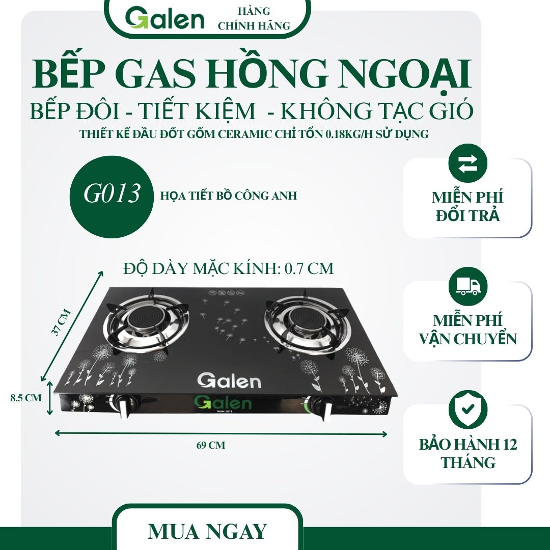 Bếp ga đôi hồng ngoại Galen G013