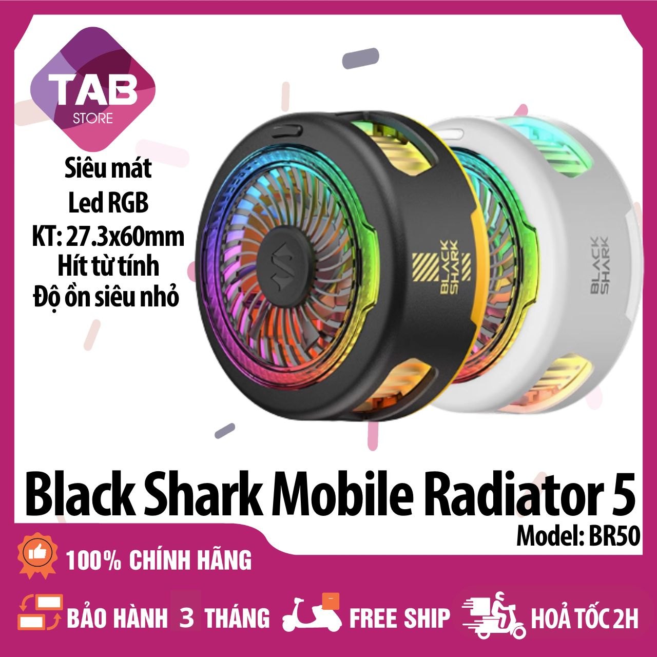 Quạt Tản Nhiệt Sò Lạnh Black Shark Mobile Radiator 5 Làm Mát Từ Tính BR50 - Chính Hãng