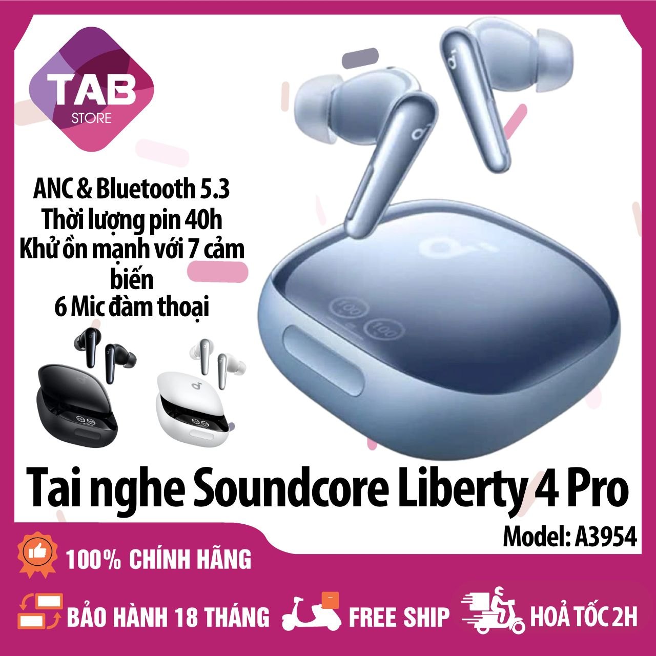 Tai Nghe Anker Soundcore Liberty 4 Pro Hires A3954 - Bảo Hành 18 Tháng