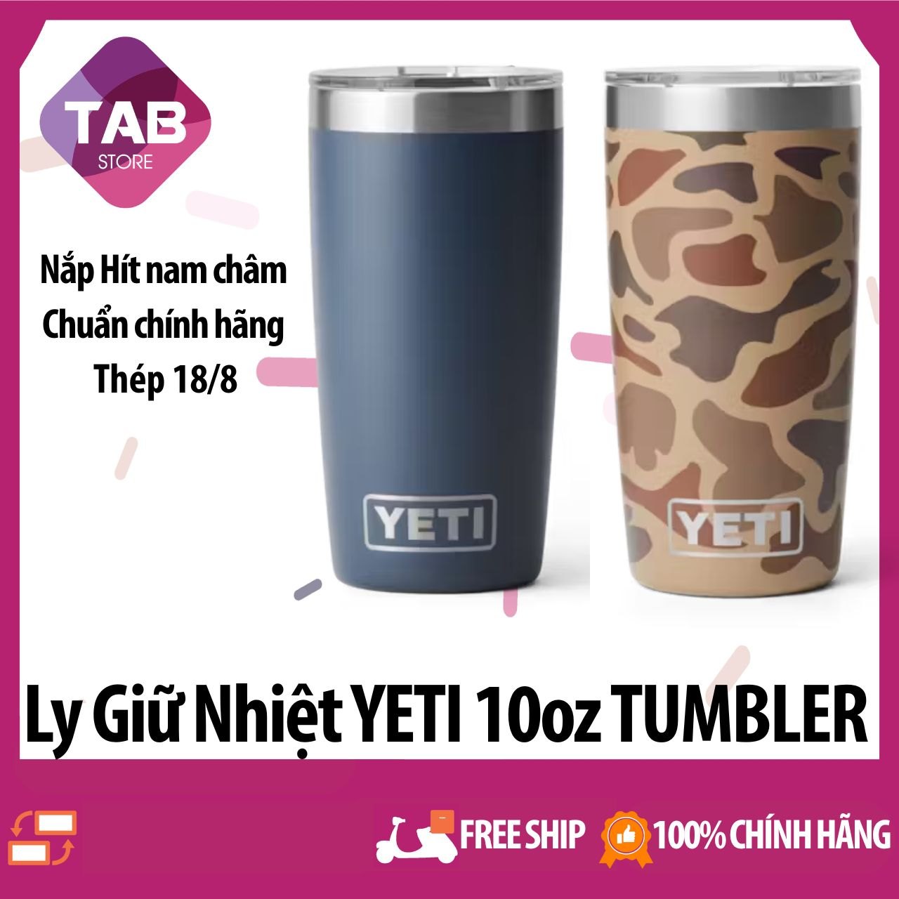 Ly Giữ Nhiệt Yeti Rambler 10oz Tumber Nắp Magslider 295ml - Chính Hãng Yeti USA