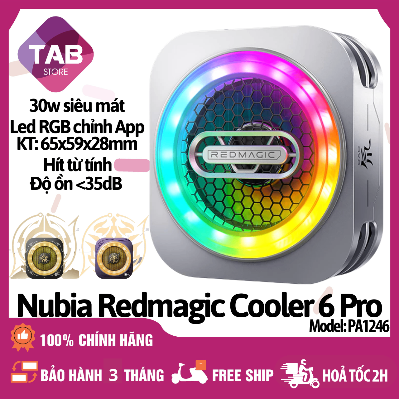 Quạt Tản Nhiệt Sò Lạnh Nubia Redmagic Cooler 6 Pro 30W Làm Mát Từ Tính Bằng AI PA1246 - Chính Hãng